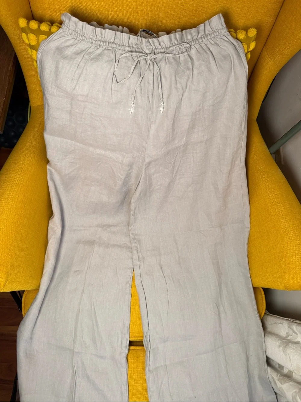 Zara Light Gray Halter Neck Linen Matching set (top + pants)